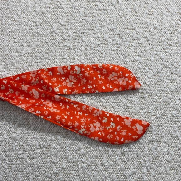 Vince Camuto Orange Floral Off-the-Shoulder Tie-Waist Blouse xs - Picture 4 of 12